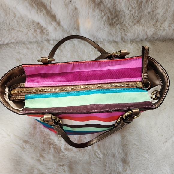 Coach Legacy Stripe Sateen Tote Bag - Picture 3 of 15